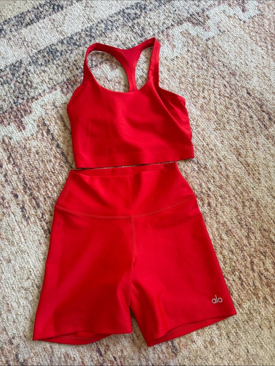 ALO Yoga Pants - ALO Yoga Red Athletic Shorts and Crop Tank Set